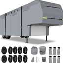 5th Wheel RV Cover-Upgraded 7Layers Heavy Duty RV Cover,Camper RV Cover Breathable,Waterproof Anti-UV Windproof Winter Camper Cover with Tongue Jack Cover,Windproof Ropes Gutter Covers (29'~ 33')