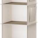 Hanging Closet Organizer, 6-Shelf Closet Hanging Storage with Side Pockets, Beige