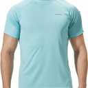 Men's Rash Guard Swim Shirts Short Sleeve UV Sun Protection Quick Dry UPF 50+ SPF Fishing Beach Water Shirt (Blue, L)