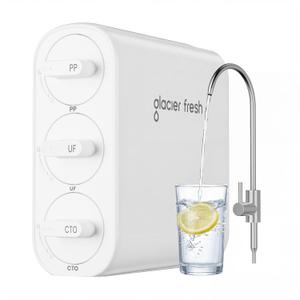 GLACIER FRESH GFU06 0.01m Ultra Filtration Under Sink Water Filter System, Tankless Ultra Compact Design, with Faucet, No Electricity & Waste Water, Preserve Beneficial Minerals No TDS Reduction