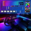 Dreamcolor Acrylic Interior Car LED Strip Light with Wireless APP, RGB 14 in 1 with 175 inches 600 LEDs Fiber Optic Car Ambient Lighting Kits, Dual Zone Sound Active Function LED Strip for Car