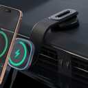 Coverado for 15W Magsafe Car Mount Charger, QI2 Wireless Car Charger Phone Holder fwith Adjustable Aluminum Alloy Arm, Magnetic Car Phone Holder Suction Cup for iPhone 17/16/15/14/13/12