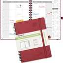 POPRUN Monthly Planner 2026-2027 (Medium 6.5" x 8.5") 18 Months Calendar (Jan 2026 - Jun 2027) - 4 Pages per Month with Expense & Notes, Stair-like tabs, Leather Cover, Sunday Starts - Burgundy