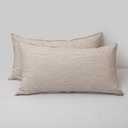 CHUFFED Linen Pillow Cases 2 Pack 100% Linen Pillowcases, Breathable and Cooling Washed King Pillow Shams with Zipper Closure, 20x36 Inches,Grey Stripe