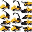 12 Pcs Construction Party Favors Engineering Trucks Small Digger Truck Toys Christmas Gifts Pull Back Vehicles Mini Excavator Toy Car Set for Kids Birthday Boys Girls Stocking Stuffers (Excavator Set)