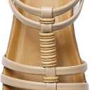 Littleplum Women Flat Sandals Arch Support Handmade Braided Gladiator Sandals Comfy Walking Beach Ankle Elastic Summer Shoes (Beige) 8