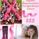 2 Pairs Breast Cancer Awareness Socks,Pink Ribbon Knee High Compression Socks for Softball Soccer Football Baseball (Small-Medium, Black)