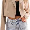 luvamia Cropped Blazers for Women Business Casual Open Front Long Sleeve Suit Jacket Trendy Oversized Work Office Blazer M