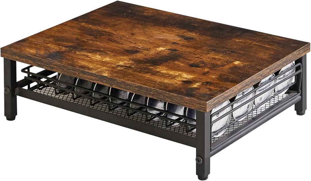 IBUYKE Coffee Pod Drawer Holder,40 Capsule Pods,Compatible for Nespresso Vertuo Pods,Wooden Top and Mesh Shelves,Home Kitchen Counter Coffee Bar Organizer, Rustic Brown,TCJ101H