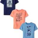 The Children's Place, Boys, Gamer, Sports Short Sleeve Graphic T-Shirts, 3 Pack, We Roll!/ Dino/ Skateboarder, Small