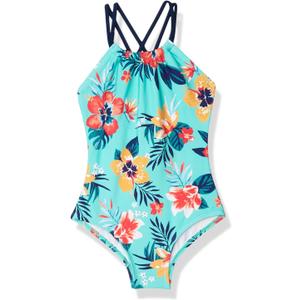 Kanu Surf Girls' Jasmine Beach Sport Halter One Piece Swimsuit (8, Brooke Sea Green)