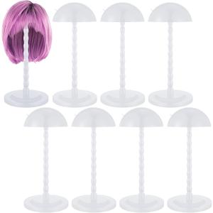 Reginary 8 Pieces Wig Head Stand for Multiple Wigs Mannequin Head 13.8 Inch Portable Hat Display Stand Travel Wig Holder for Styling Non Slip Stable DIY Practice Hat Holder(White)