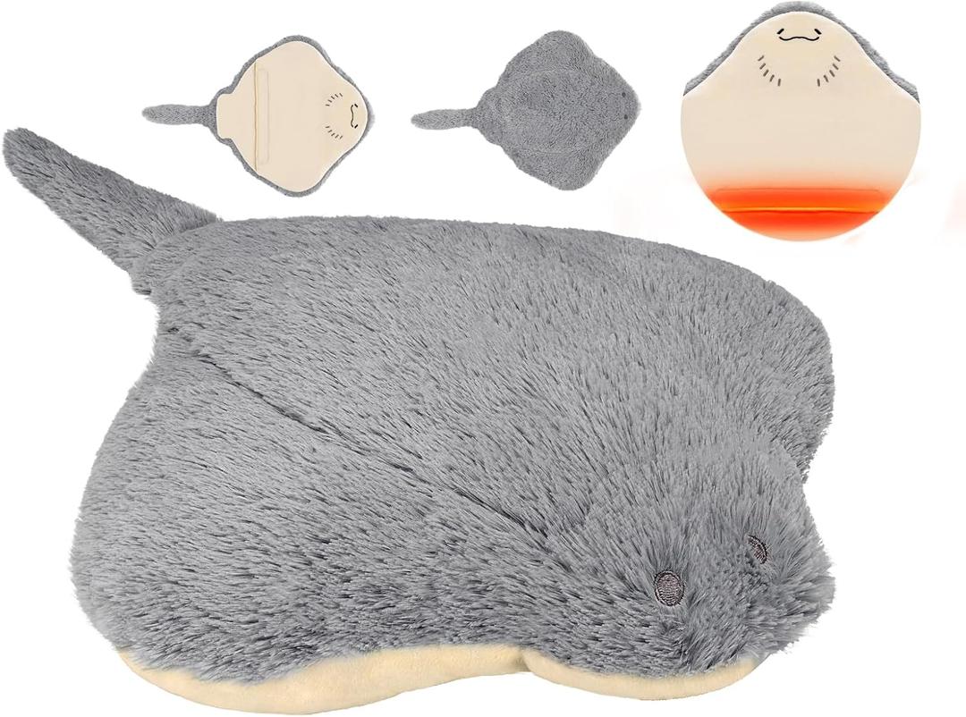 Microwavable Stingray Stuffed Animals Heating Pad  Volcanic Rock,Rose Formula,50-Minute Lasting Warmth,Designed for Perfect Fit,Heatable Plush for Period Cramps Stress Relief,Gift for Girls,Women