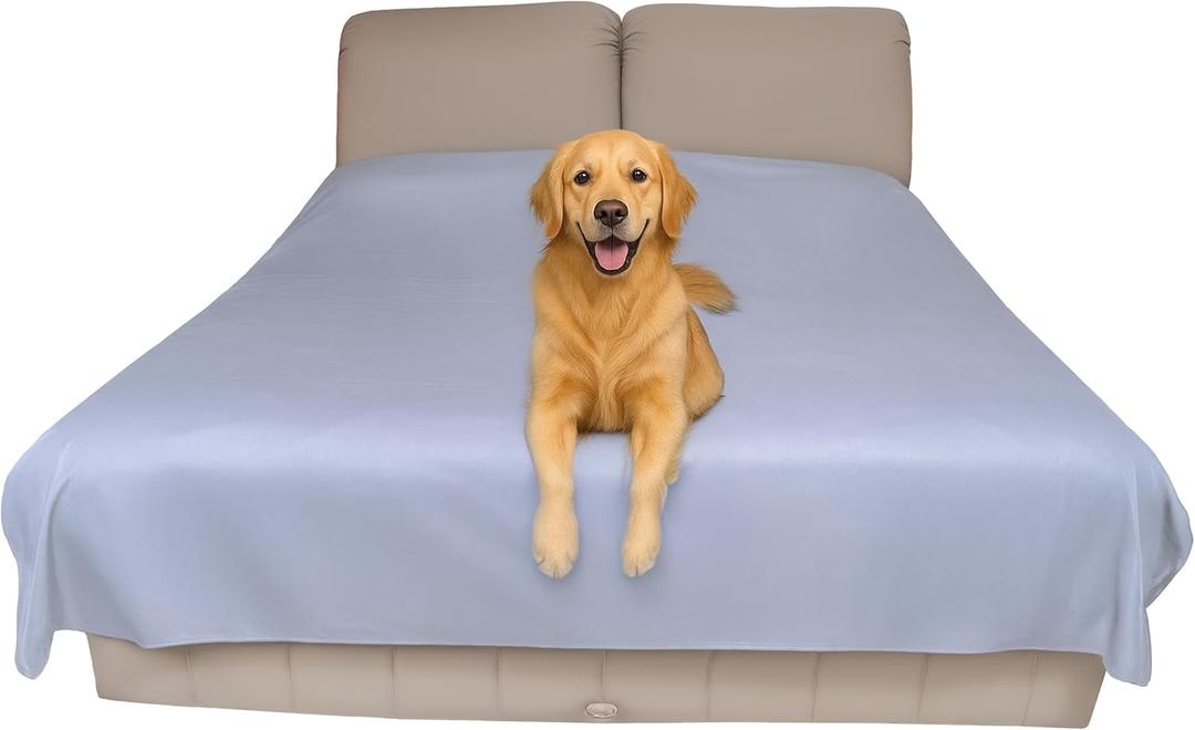 Thin Reversible Waterproof Protective Bed Cover (King Size, 100 x 96 inch), for Pets, Babies; Incontinence, Dirt, Drool (Gray)