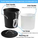 YOUEON 4L Ice Bucket with Scoop and Lid, Double Walled Insulated Wine Bucket Chiller with Carry Handles, Beverage Tub for Cocktail Party, Camping, BBQ, Indoor & Outdoor Use, Black
