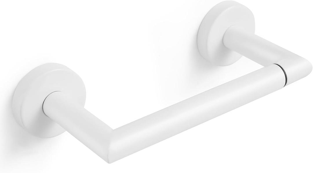 JunSun White Toilet Paper Holder Wall Mounted Pivoting Toilet Paper Roll Holder White Matte Bathroom Toilet Paper Holder White Stainless Steel Modern White Bathroom Tissue Holder Mega Roll TP Holder