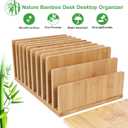 Bamboo Desk Shelf Mail Organizer,Wood 10 Slots Desk Organizers and Accessories for Document Book Mail Paper Bill Filing Tray Organizer, Office Organization File Binder Folder Holder Sorter for Desk