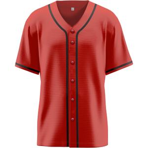 Baseball Jersey for Men,Blank Baseball Jerseys Shirts Short Sleeve Hip Hop Sports Casual Button-Down Uniforms (Red, M)
