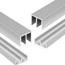 Raytano 2 Sets 48" Metal Sliding Door Track Set for 1/4" Thick Panels Glass Closet Cabinet Door Window Sliding Track, Size 48 x 0.79 inches, Silver