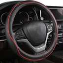 AutoArmor Car Steering Wheel Cover with Black and Red Trim, Leather-Like Material, Universal Fit, Water Resistanct, 5 Pack
