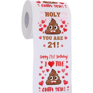 2 x 21st Birthday Gifts for Her Him - Happy Prank Toilet Paper - 21st Birthday Decorations Party Supplies Favors - Novelty Bday Present for Boy Girl, Men Women, Friends - 21 Year Old Funny Gag Gifts - Red