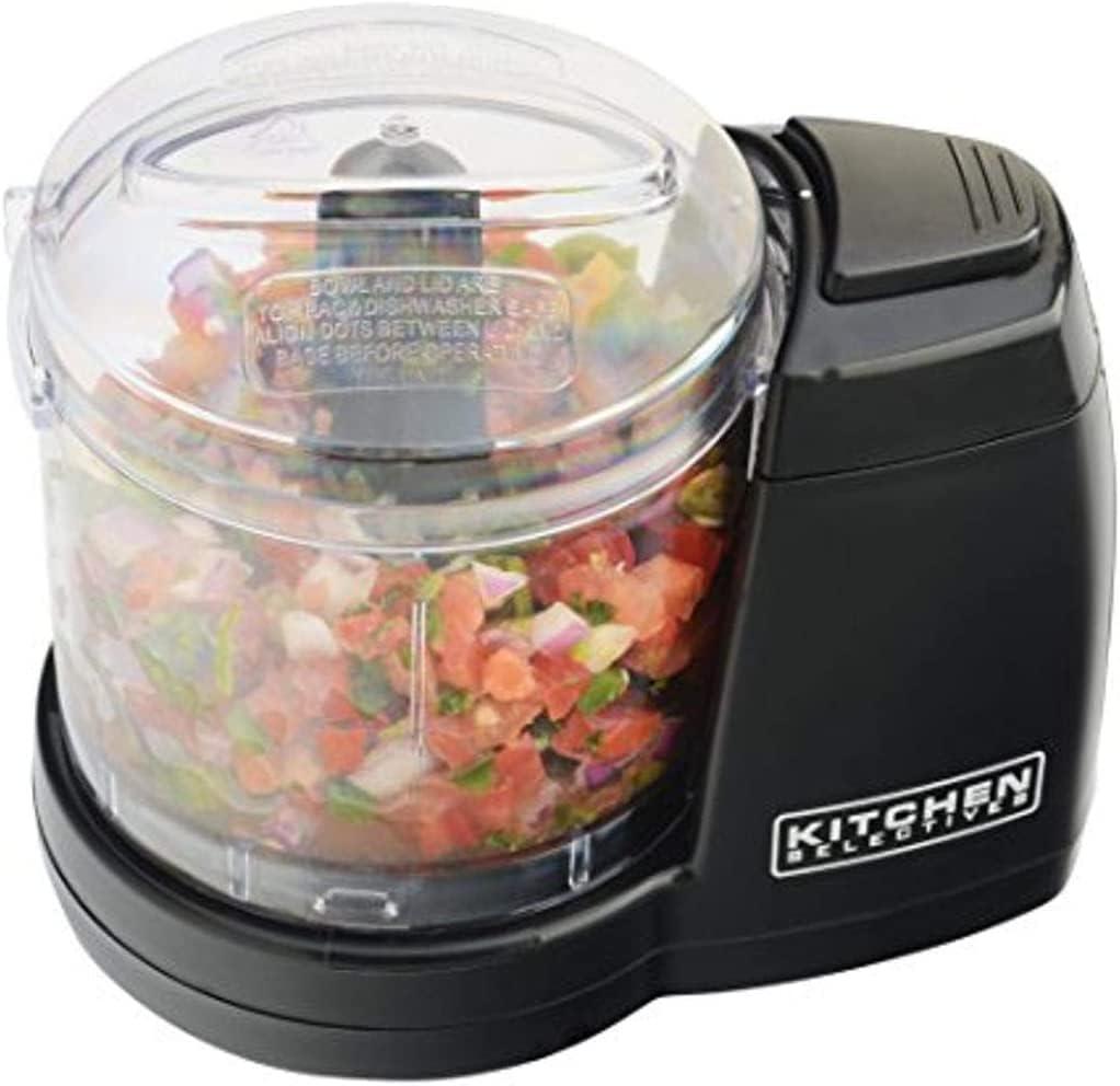 Mini Chopper by Select Brands - Mini Electric Food Chopper for Kitchen Appliances - Features Dishwasher-Safe Parts - Chops, Minces & Dices - 1-1/2 Cups, Black