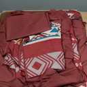 Anibedding Red Comforter Set Queen 7 Pieces Boho Bed in a Bag, Burgundy Aztec Striped Comforter Set with Sheets, Soft Microfiber Reversible Western Bedding Set for All Season