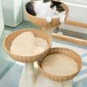 SHENGOCASE Cat Tree Tower with Rattan Wicker Basket, 3 Handwoven Large Nest Baskets Bed, Window Perch for Large Cats up to 20LBS