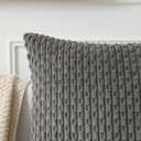 Kevin Textile 14x36 Inch Long Lumbar 1 Pack Boho Decorative Throw Pillow Cover Soft Striped Corduroy Rectangle Cushion Case Farmhouse Accent for Living Room Couch Sofa Bed, Dark Grey