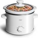 COOK WITH COLOR 2QT Mini Electric Round Slow Cooker - Adjustable Settings, Removable Stoneware Pot, Tempered Glass Lid, Dishwasher Safe, Cool-Touch Side Handles, Cream