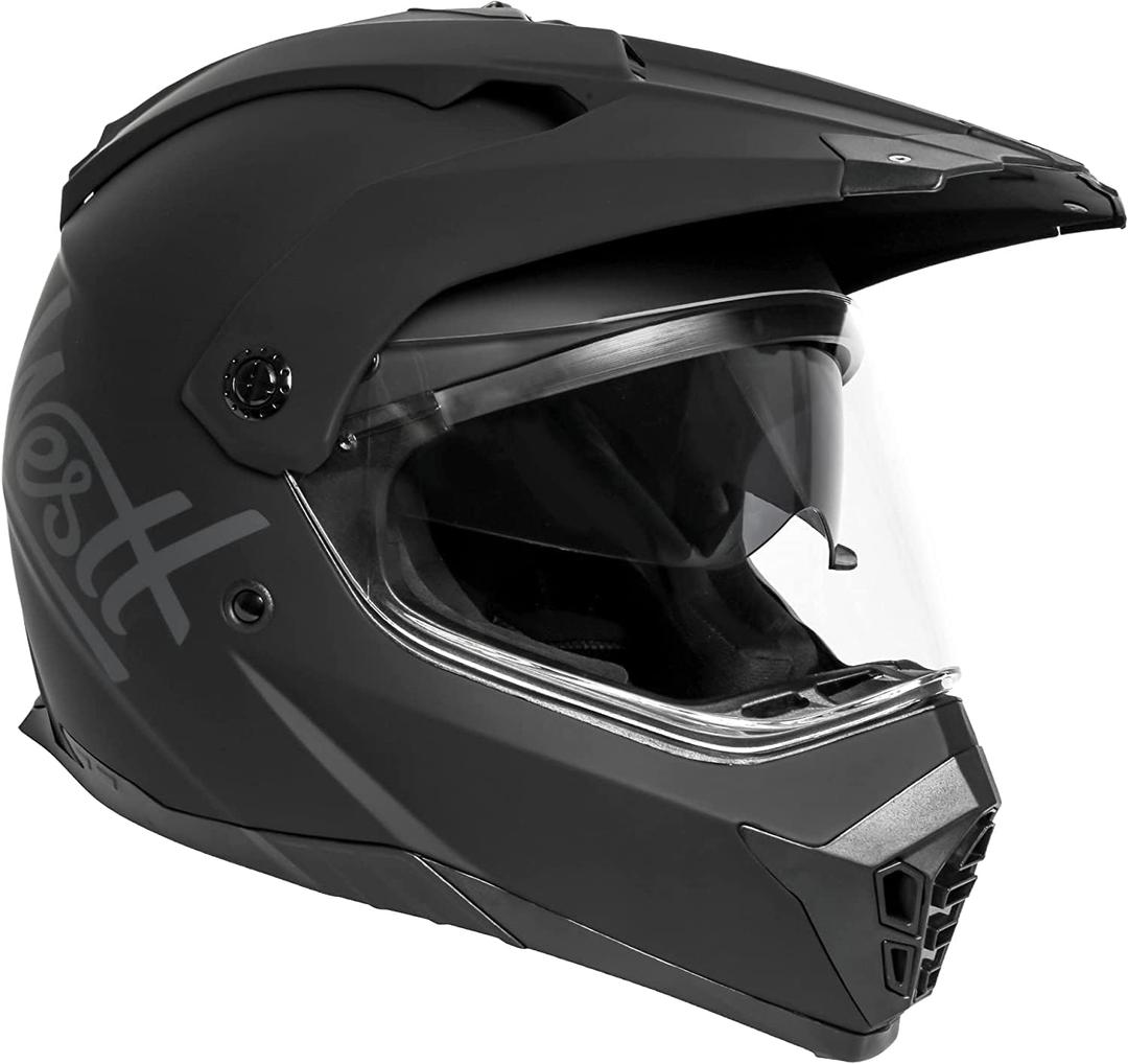 Westt Dual Sport Motorcycle Helmet Off-Road Helmets for Adults, Dual Visor Motorcycle Helmet - Full Face ATV UTV Helmet Dirt Bike Motocross Helmets DOT Approved (M (22.44-22.83 in), Matt black)