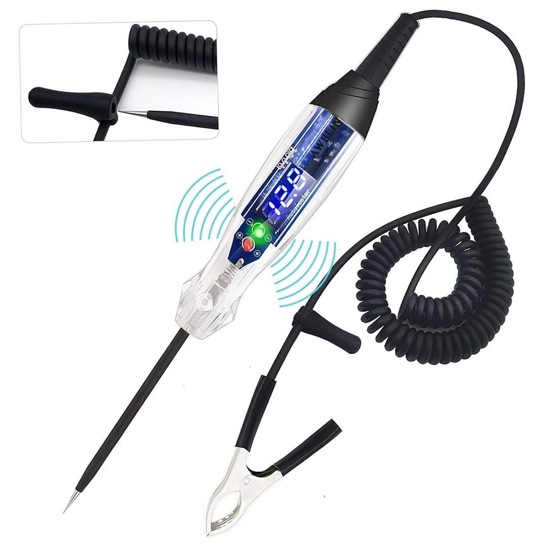 Upgraded Automotive Buzzer Test Light 4-60V DC Digital LED Circuit Tester, Heavy Duty Light Tester with Voltmeter, Auto Bidirectional Voltage Tester Electric Test Pen