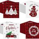 Janlaugh 200 Pcs Christmas Paper Cocktail Napkins Disposable 2 Ply Xmas Style Decoupage Beverage Napkins for Xmas Holiday Winter Dinner Table Decor