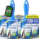 PetLovers Extra Sticky Lint Roller Mega Value Set 720 Sheets for Pet Hair Removal and Clothes, Dog and Cat Lint Remover 8 Pack.