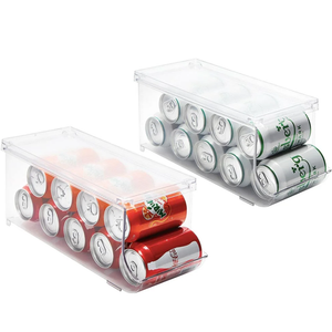 Refrigerator Storage Bins Handles Maximize Fridge Space Kitchen Organization Containers ,  Can Beverage Holder With Lid  2 set (18x6x6 inch)