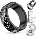 Smart Rings for Women Men, Health Fitness Tracker Ring with LED Display Screen, Sleep Tracker Rings Compatible with iOS/Android Activity Tracker/Heart Rate/SpO2/Sleep/Step (9, Black)
