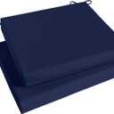 Basic Beyond Outdoor Chair Cushions Set of 2, Square Corner Outdoor Cushions for Patio Furniture, Water Resistant Patio Chair Cushions with 2 Ties, 18.5x16x3, Navy