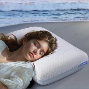 Gel Memory Foam Pillows, Cooling Pillow for Side Back Sleeper, Contour Pillow for Neck and Shoulder Pain, Firm Soft Ergonomic Pillow with Washable Cover, Standard Size