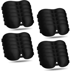 Bonuci 20 Pack Sleep Mask Blackout 3D Eye Mask for Ultralight Sleeping Night Blindfold Eye Covers with Adjustable Strap for Men Women Travel Gift Back and Side Sleeper (Black Bulk)