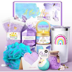 Gifts for Women, Get Well Soon Care Package,Feel Better Gifts for Women 8pcs Lavender Birthday Baskets for Her Mom, Sister, Female Friends