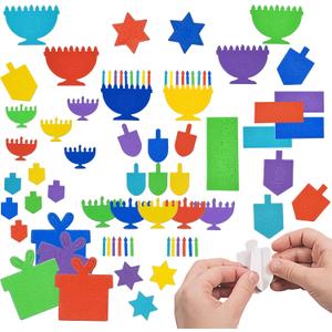 The Dreidel Company 1000-Pieces Hanukkah Foam Stickers Peel & Stick Chanuka Foam Menorah and Dreidel Shapes Self Adhesive Felt Shape for Kids Crafts Mini Arts