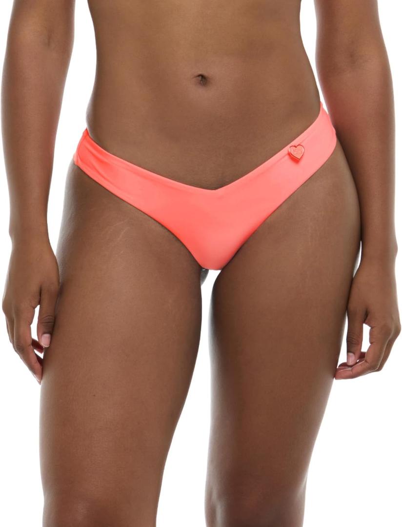 Body Glove Standard Smoothies Kendal Solid High-Cut Cheeky Bikini Bottoms for Women (Medium, Coral)
