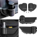 YOCTM Front Rear Door Organizer Tray For 2018 2019 2020 2021 2022 2023 2024 Jeep Wrangler JL 4XE JLU Rubicon Sport Sahara Gladiator JT Interior Storage Accessories Black (Front Door + Rear Door)