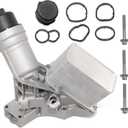 3.0L Gas Aluminum Oil Cooler Filter Compatible with 2016-2018 BMW 340i 2018-2019 BMW X3 Replace# 11428583895 11428588578