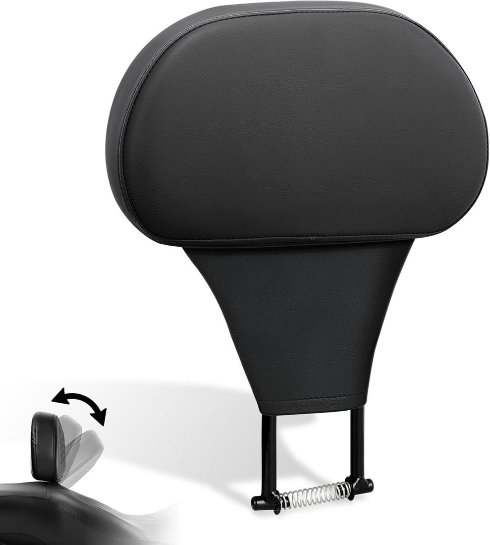 FOVPLUE Adjustable Rider Backrest, Detachable Plug-in Driver Backrest Pad for Harley Touring 1988-2025,for CVO Road Glide Street Glide Tri Glide FLHTK/L Electra Glide Road King, ALL BLACK