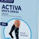JOBST ACTIVA Men's Dress 8-15 mmHg Compression Socks Knee High Closed Toe (Medium, Black)