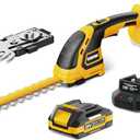 EWORK 21V Cordless Hedge Trimmer & Grass Shears 2-in-1 Handheld Small Electric Bush Trimmer with 2.0Ah Battery and Charger, Battery Powered Shrub Trimmer for Garden, Yard, Lawn Maintenance
