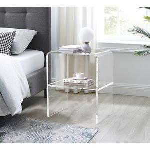 ONELUX 1626 Acrylic Bedside nightstand with Additional Shelf,Lucite Occasional Sofa Tables, Clear