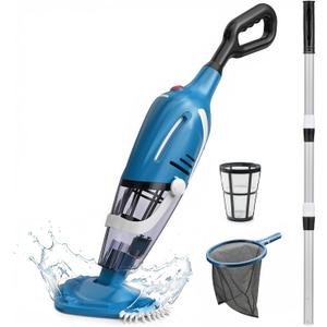 Enhulk Cordless Pool Vacuum with Pool Net, Upgraded 80 Mins Runtime, 18.5 GPM Powerful Suction, 76.8'' Telescopic Pole, 1 Filters, Handheld Pool Cleaner for Above Ground & Inground Pools, PC40