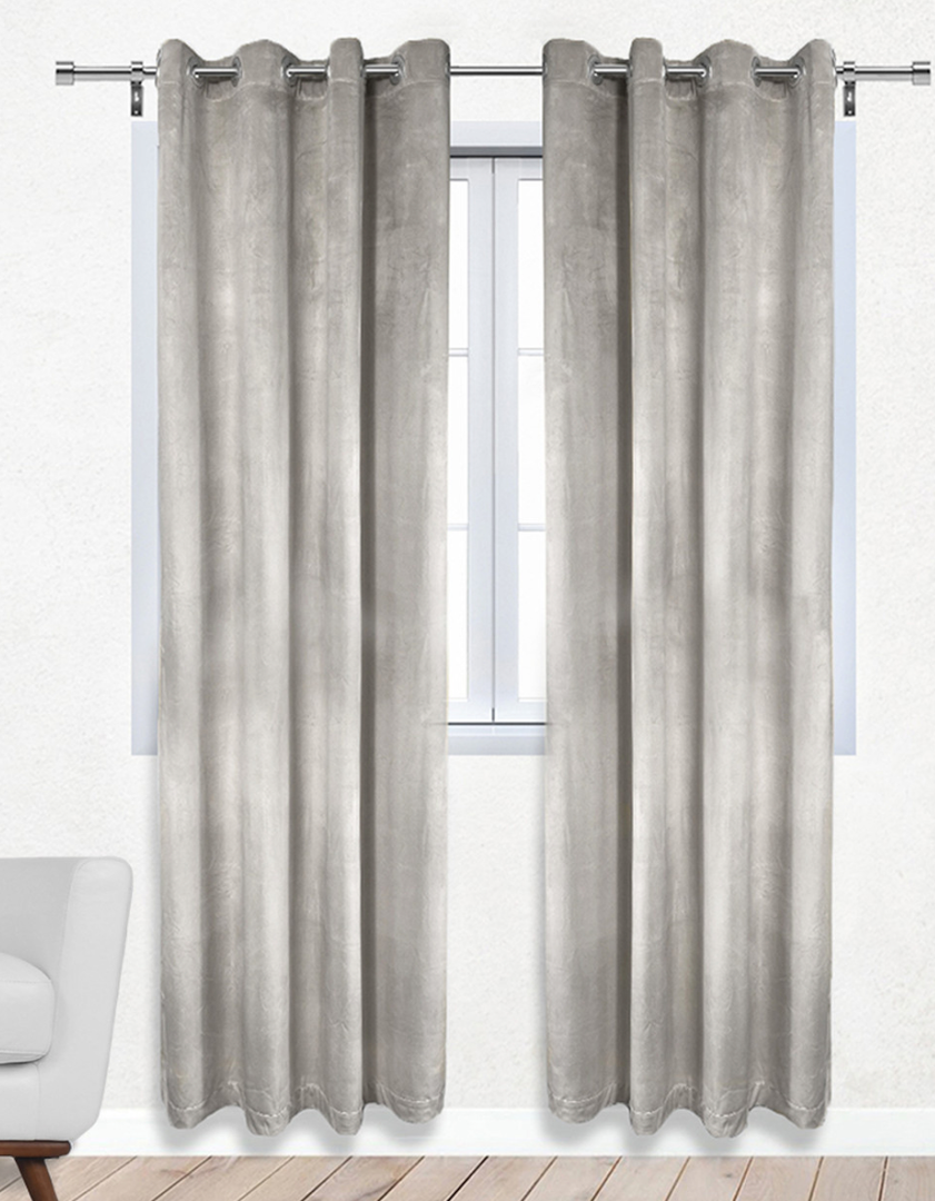 Gecheer Blackout Curtains with Rings 2 pcs Gray 37" x 95" Velvet SH141691A (Grey)